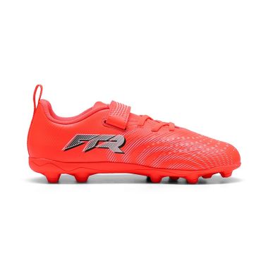 Puma Kids' Future 8 Play FG Velcro Football Boots Glo Red / White / Black / Silver- SS26