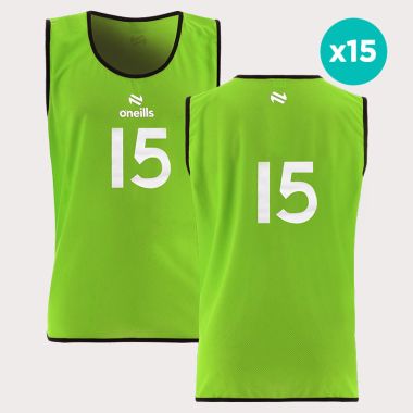 O'Neills Flex Single Mesh Numbered Training Bib 15 Pack Flo Green / Black / White