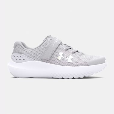 Under Armour Kids&#039; Surge 4 Junior Running Shoes Halo Grey / White / Iridescent - SS25