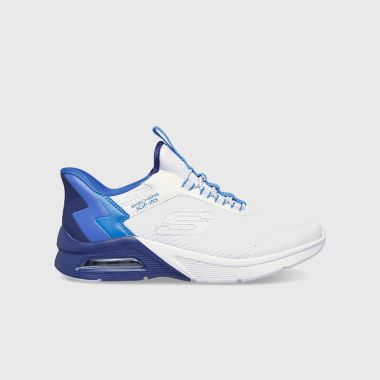 Skechers Kids&#039; Slip Ins: Microspec Max Brisk Stripe Youth Trainers White / Blue - SS25