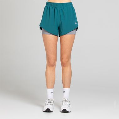 O'Neills Women's Finesse 2 in 1 Running Shorts Green / Grey