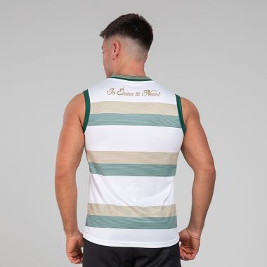 O&#039;Neills Men&#039;s Celtic Cross Hooped Vest White / Bottle / Gold