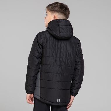O&#039;Neills Kids&#039; Pursuit Waterproof Hooded Padded Jacket Black / Dark Grey / Silver
