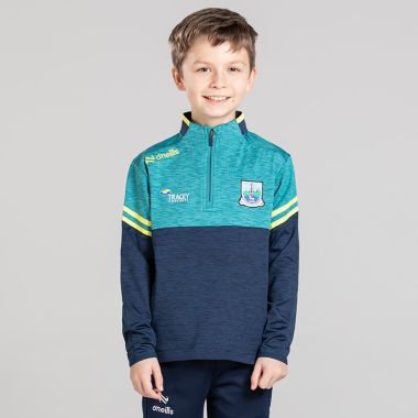 O'Neills Fermanagh GAA Kids' Sedona Brushed Half Zip Top Marine / Green / Yellow