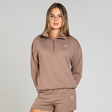 O’Neills Women’s Legacy Oversized Half Zip Brown