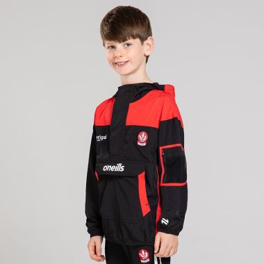 O'Neills Derry GAA Kids' Drifter Half Zip Hooded Windbreaker Black / Red