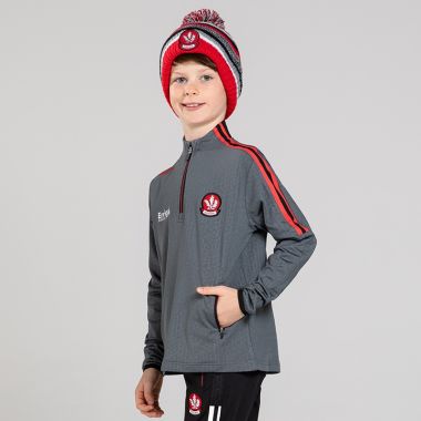 O'Neills Derry GAA Kids' Hydra Brushed Half Zip Top Dark Grey / Red / Black