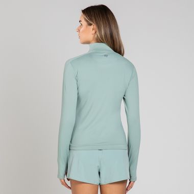 O'Neills Women's Emery Brushed Half Zip Top Green / Dark Grey