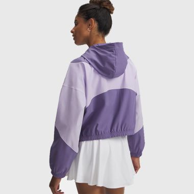 Under Armour Women's UA Rival Hooded Woven Jacket Purple Luxe / Purple Crest / White