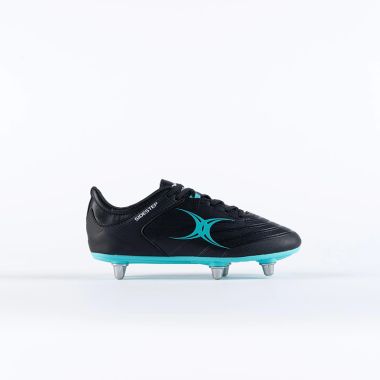 Gilbert Kids&#039; Sidestep X15 6 Stud Rugby Boots Black / Aqua