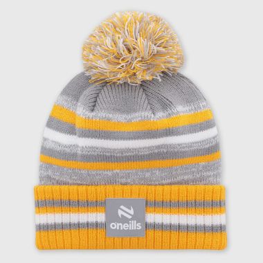 O&#039;Neills Antrim GAA Kids&#039; Casey Knitted Bobble Hat Grey / Amber / White