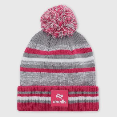 O&#039;Neills Donegal GAA Casey Knitted Bobble Hat Grey / Pink / White