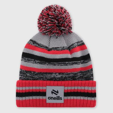 O&#039;Neills Down GAA Casey Knitted Bobble Hat Grey / Red / Black