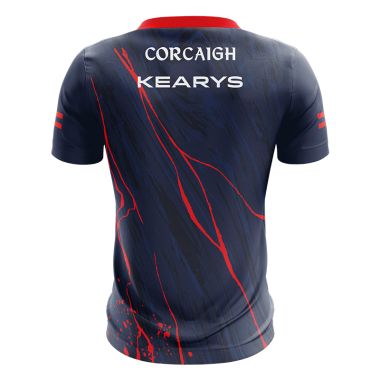 Cork Camogie Kids&#039; 2 Stripe Short Sleeve Training Top Marine / Red 2023