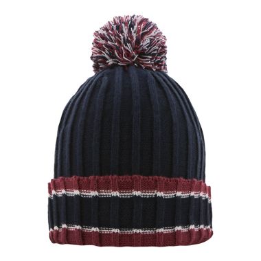 Darcy Bobble Hat Marine / Maroon / White