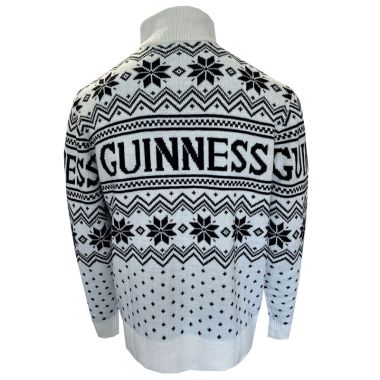Guinness Men&#039;s Christmas Quarter Zip Knit Top Cream / Black