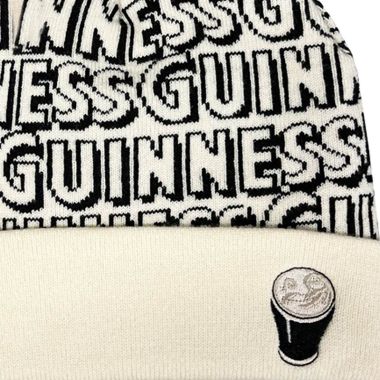Guinness Smiley Pint Beanie Hat Cream / Black