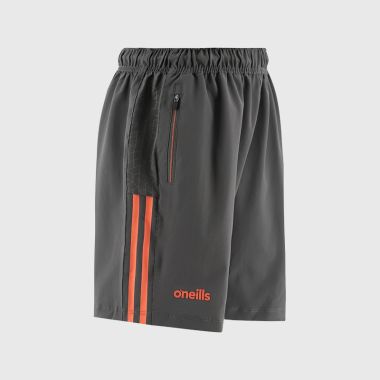 O'Neills Armagh LGFA Kids' Hydra Woven Leisure Shorts Dark Grey / Orange