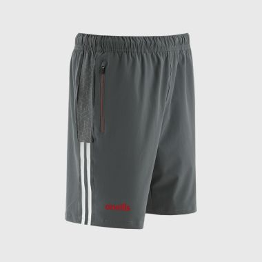 O&#039;Neills Tyrone GAA Kids&#039; Hydra Woven Shorts Dark Grey / White / Red