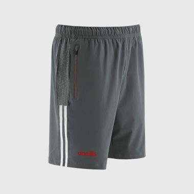 O'Neills Down GAA Men's Hydra Woven Shorts Dark Grey / White / Red
