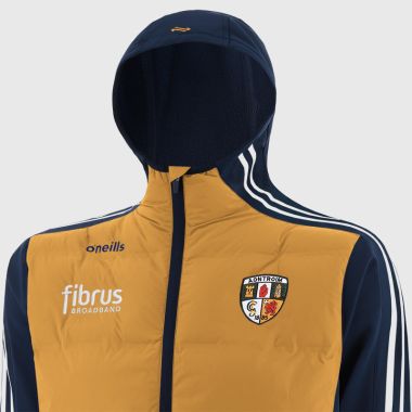 O&#039;Neills Antrim GAA Kids&#039; Hydra Lightweight Hooded Padded Jacket Amber / Marine / White