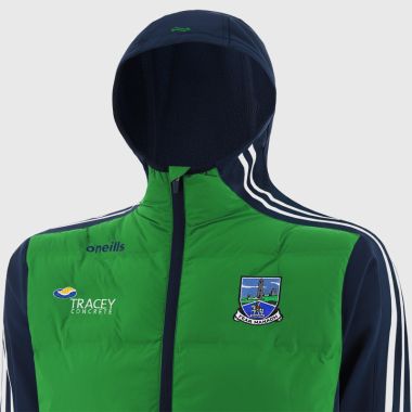 O&#039;Neills Fermanagh GAA Men&#039;s Hydra Lightweight Hooded Padded Jacket Green / Marine / White