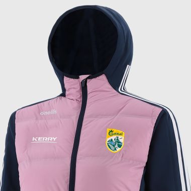 O&#039;Neills Kerry GAA Women&#039;s Hydra Lightweight Hooded Padded Jacket Pink / Marine / White