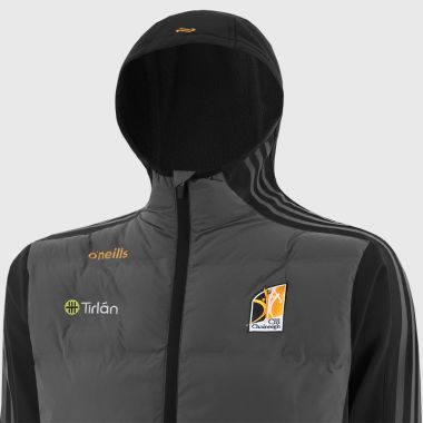 O&#039;Neills Kilkenny GAA Men&#039;s Hydra Lightweight Hooded Padded Jacket Dark Grey / Black / Amber