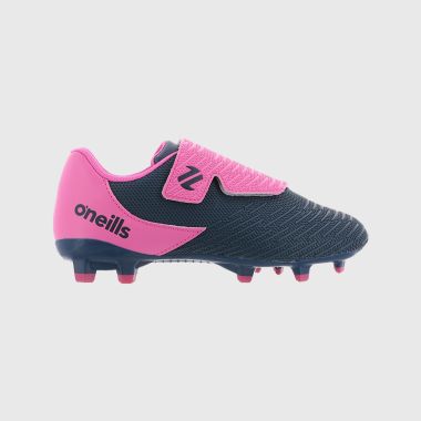 O&#039;Neills Meteor Junior Firm Ground Velcro Football Boots Marine / Pink