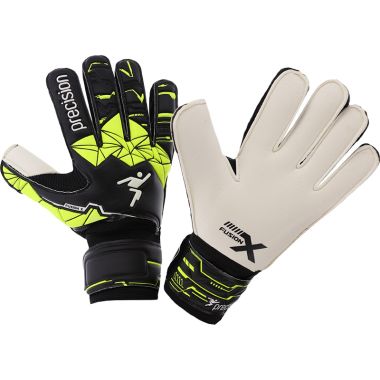 Precision Fusion X Flat Cut Finger Protect Goalkeeper Gloves Black / Fluo Yellow