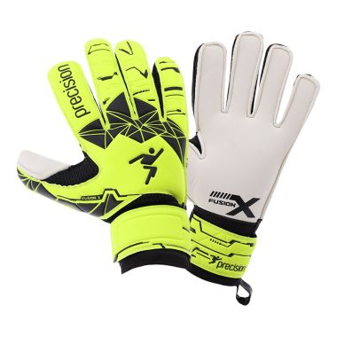 Precision Junior Fusion X Flat Cut Essential Goalkeeper Gloves Flo Yellow / Black