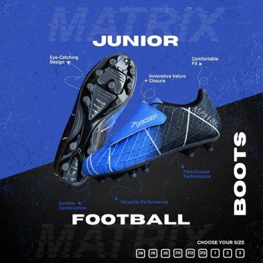 Precision Kids&#039; Matrix Firm Ground Velcro Junior Football Boots Blue / Black