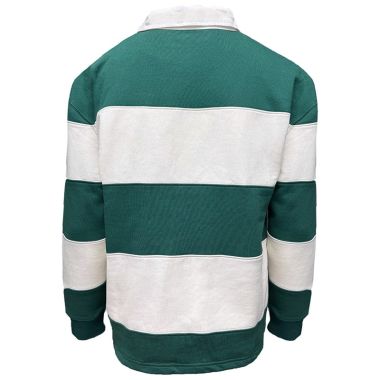 Lansdowne Ireland Striped Long Sleeve Polo Shirt Green / Cream