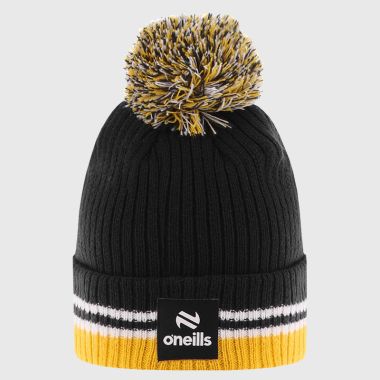 O&#039;Neills Kilkenny GAA Renew Bobble Hat Black / White / Amber