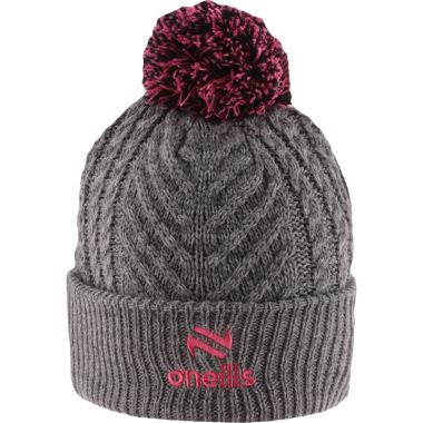 Down GAA Ruby Knitted Bobble Hat Grey / Pink