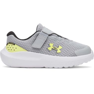 Under Armour Kids' Infant UA Surge 4 AC Infant Running Shoes Mod Gray / Black / Lumin Yellow -SS26