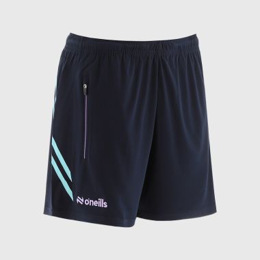 O'Neills Offaly GAA Kids' Sedona Training Shorts Marine / Green / Purple