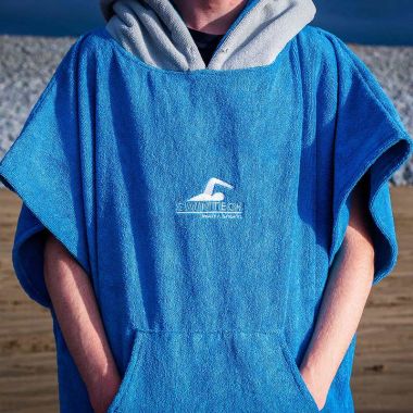 SwimTech Juniors Microfiber Poncho Blue / Grey