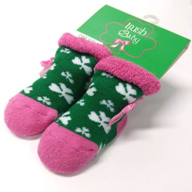 Kids&#039; Trad Craft Baby Shamrock Bootie Green / Pink