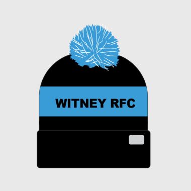 Witney RFC Knitted Bobble Hat Black / Sky / White