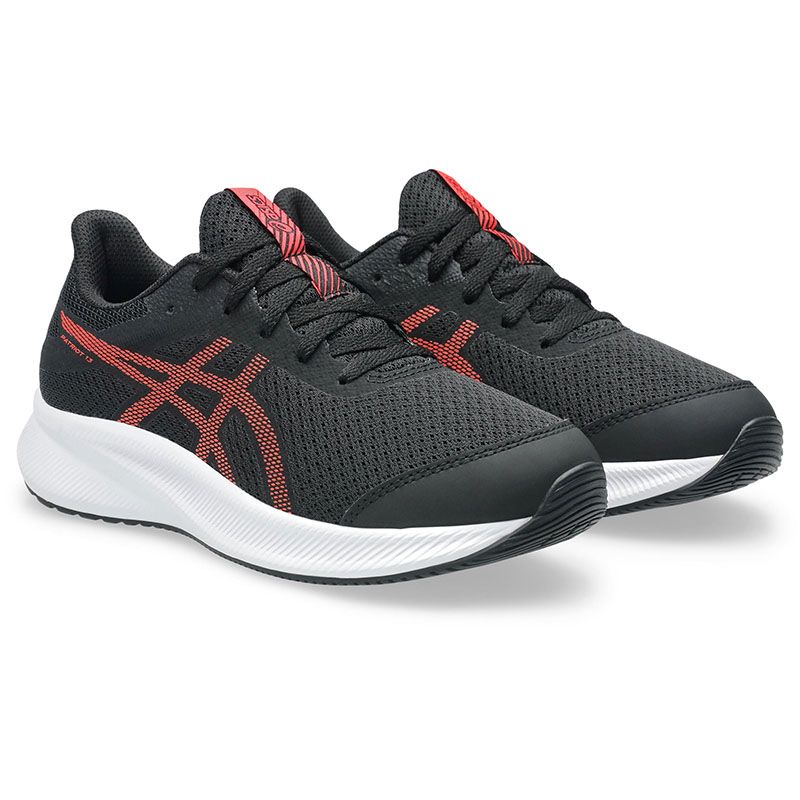 Black red and white ASICS Kids' Patriot 13 Youth Running Shoes from O'Neills