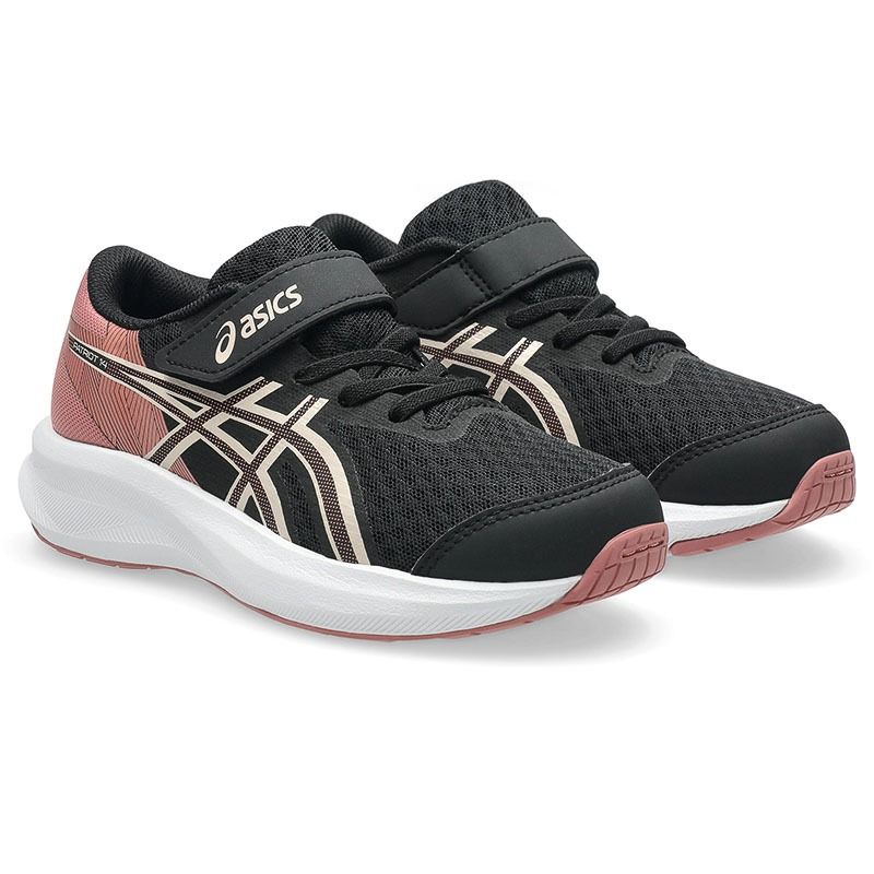 Kids'  Black / Pink ASICS Patriot 14 PS Junior Running Shoes From O'Neills