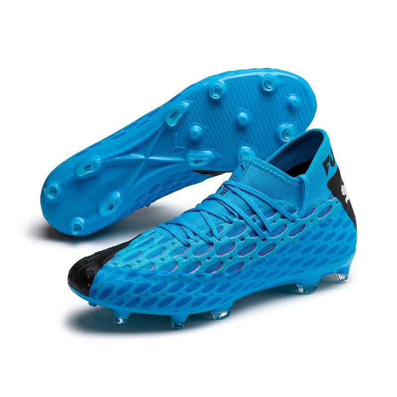 black and blue football boots