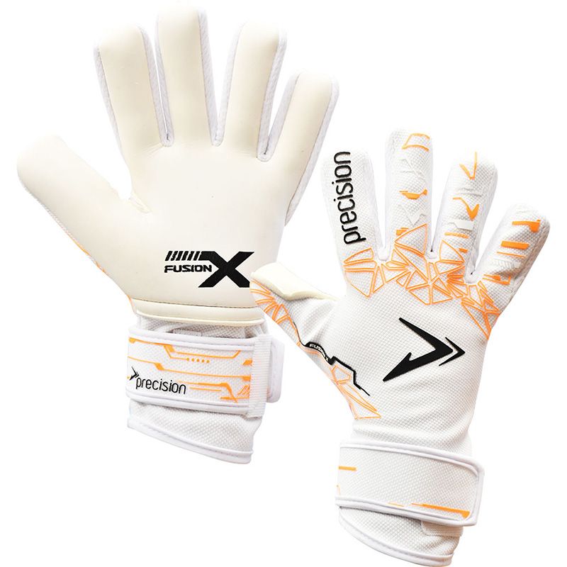 White and Orange Precision Fusion X Pro Lite Giga Goalkeeper Gloves from O'Neills.