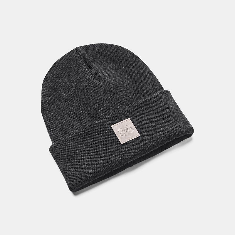 Black Under Armour Women's UA Halftime Cuff Beanie with Ribbed acrylic knit fabric from O'Neills.