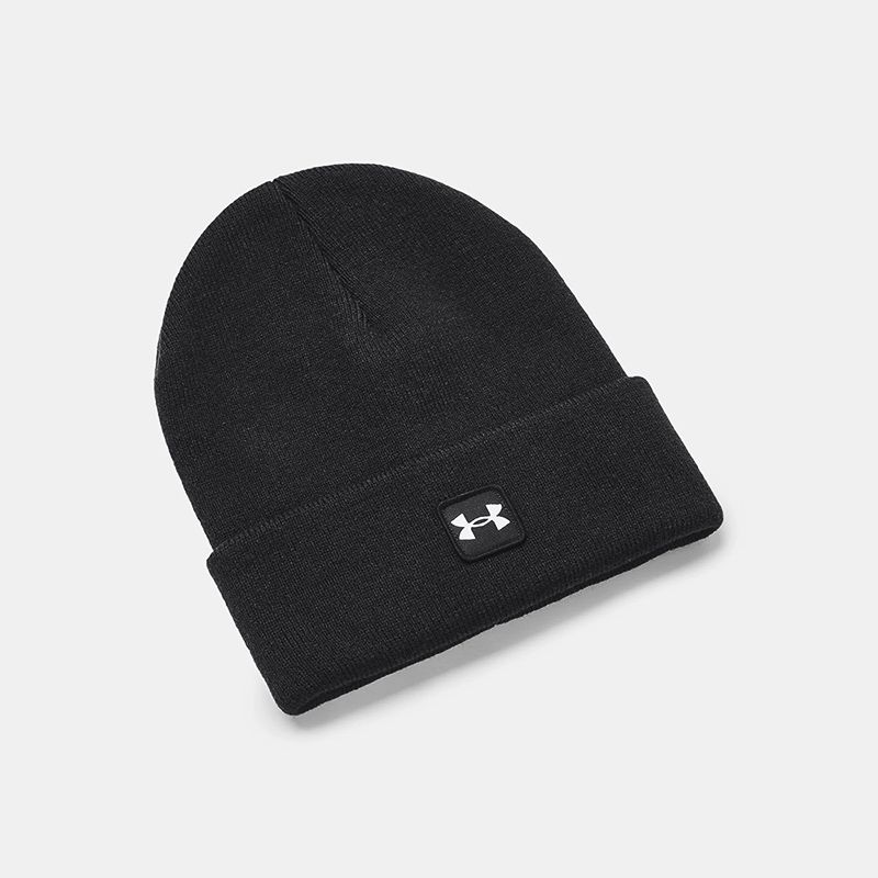 Black Under Armour Halftime Cuff Beanie with Ribbed acrylic knit fabric from O'Neills.
