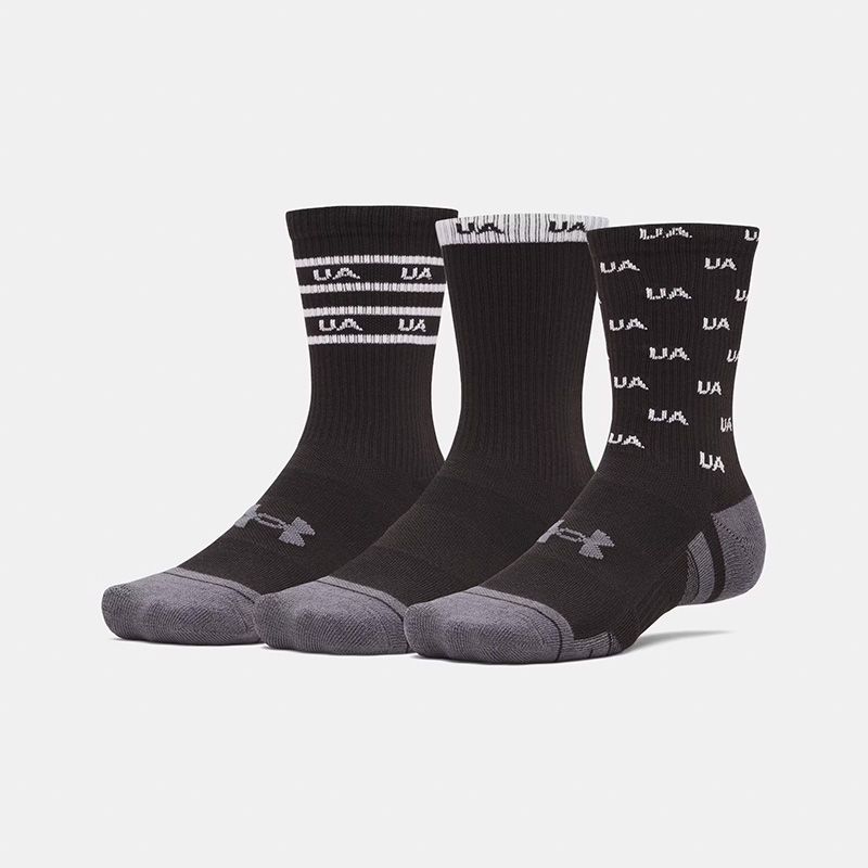 Black and white Under Armour UA Performance Tech 3-Pack Crew Socks from O'Neills