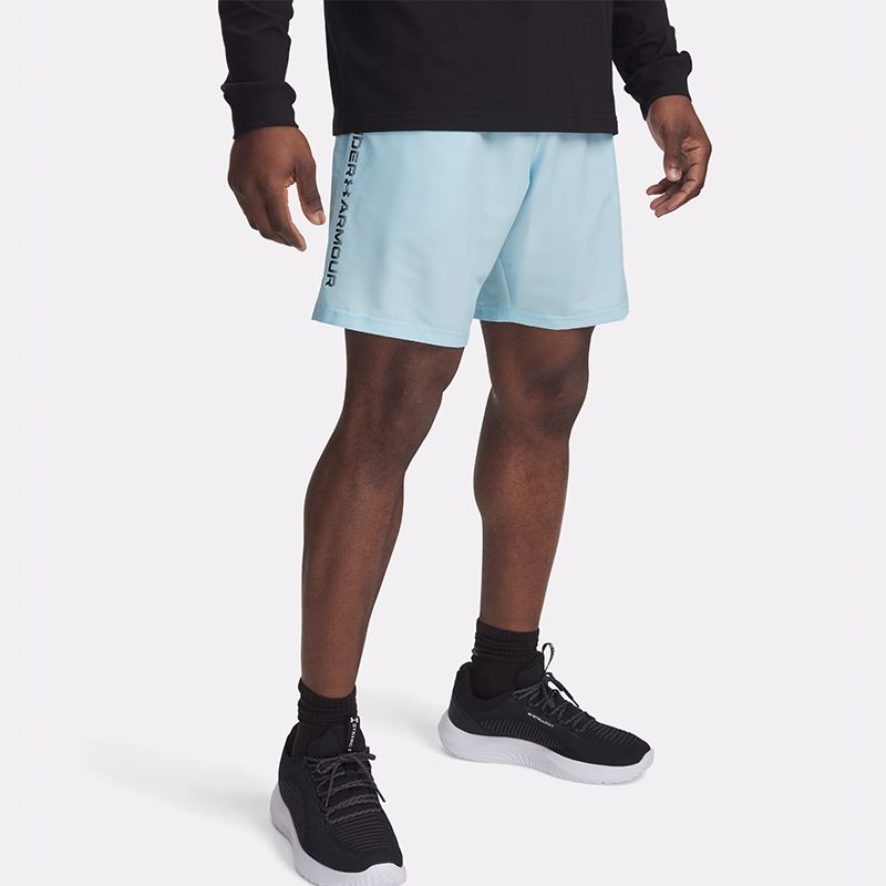 Blue and Black Under Armour Men's UA Woven Wordmark Shorts from O'Neills