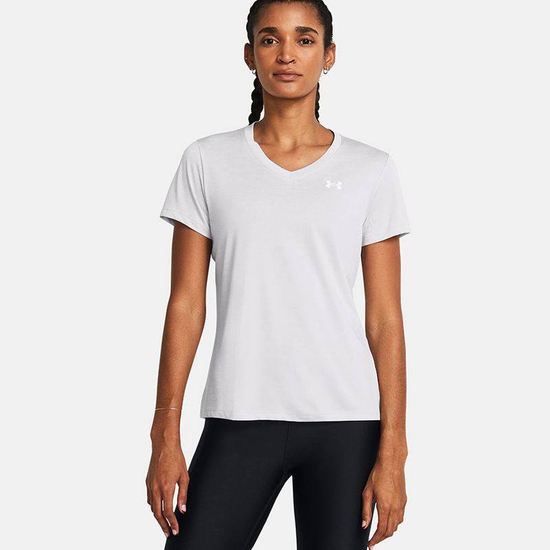 Grey Under Armour Women's UA Tech™ Twist V-Neck T-Shirt from O'Neill's.