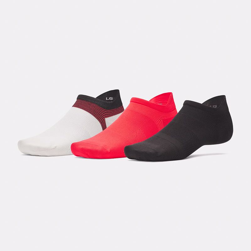 white red and black Under Armour UA Dry Run Lite 3-Pack No Show Socks from O'Neills